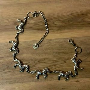 Silver Metal Chain of Horses Belt